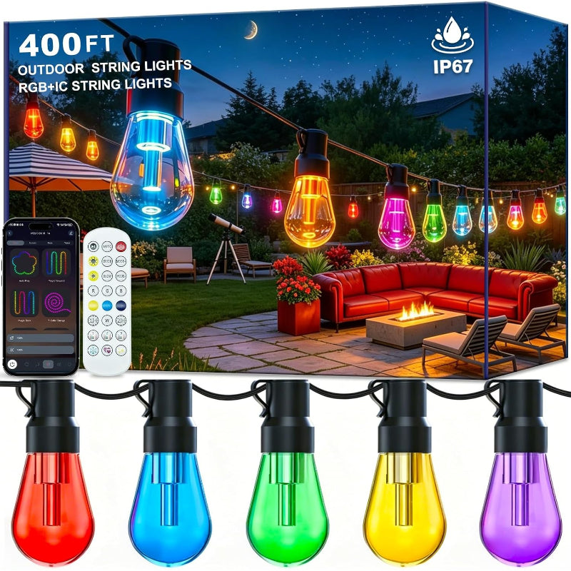 RGB‑IC Smart Outdoor String Lights App‑Remote
