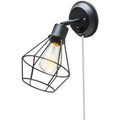 Black Cage Plug‑in Wall Sconce