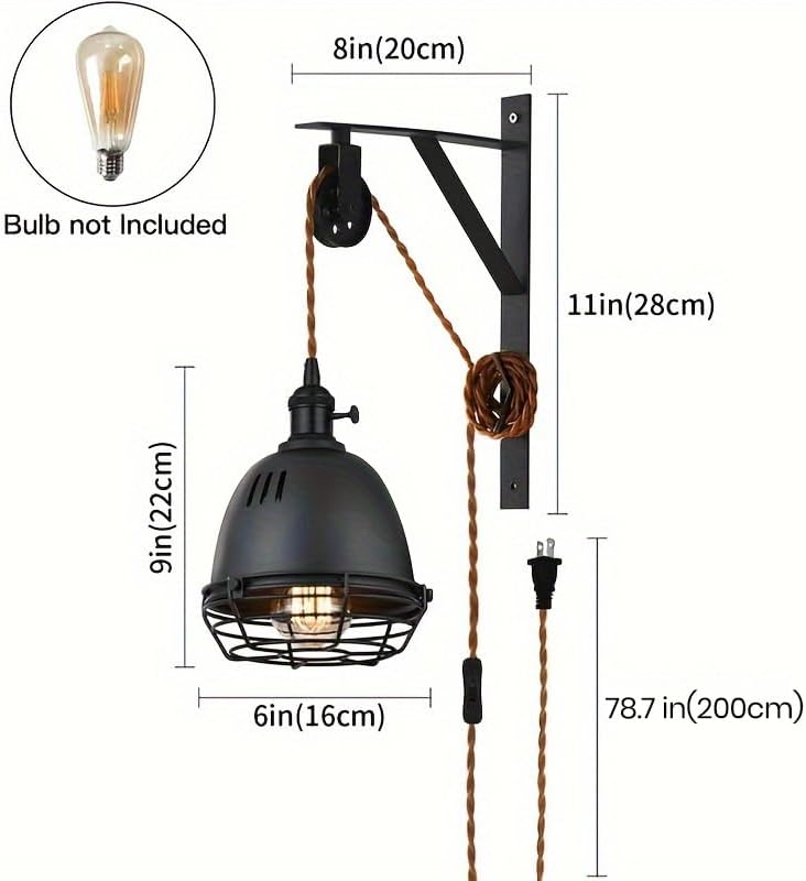 Pulley‑Cage Plug‑in Wall Sconces Set‑2