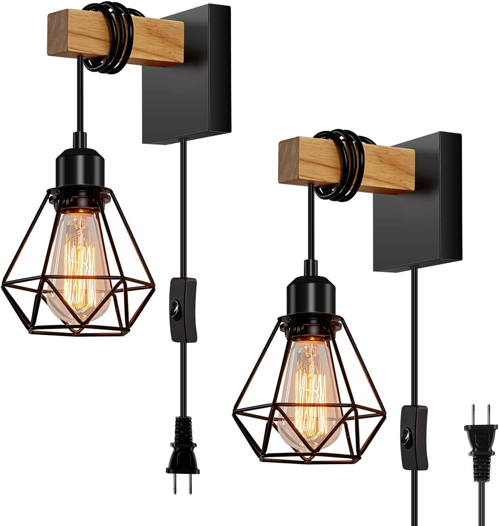 Farmhouse Plug‑in Wall Sconces Set of 2