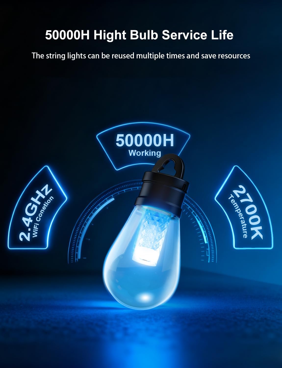 Smart RGBW Outdoor Patio String Lights