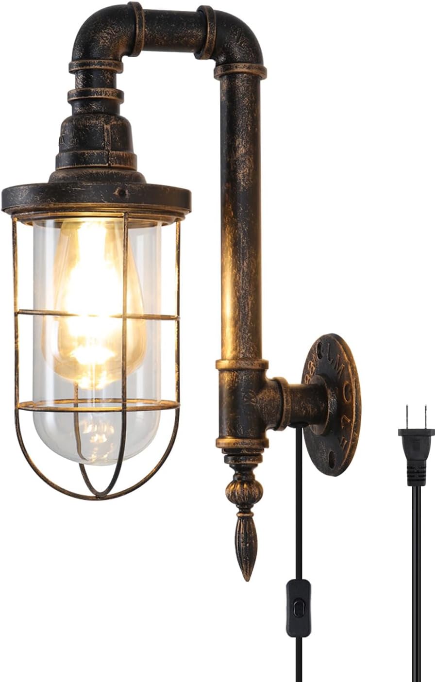Bronze Cage Plug‑in Wall Sconce