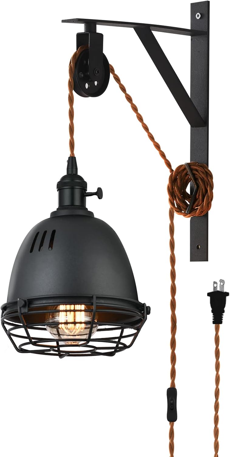 Pulley‑Cage Plug‑in Wall Sconces Set‑2