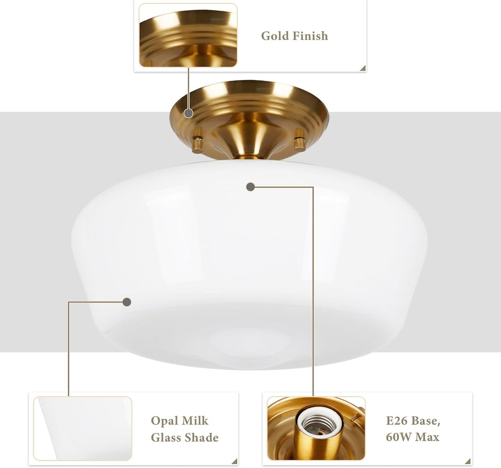 Gold Globe Semi Flush Ceiling Light