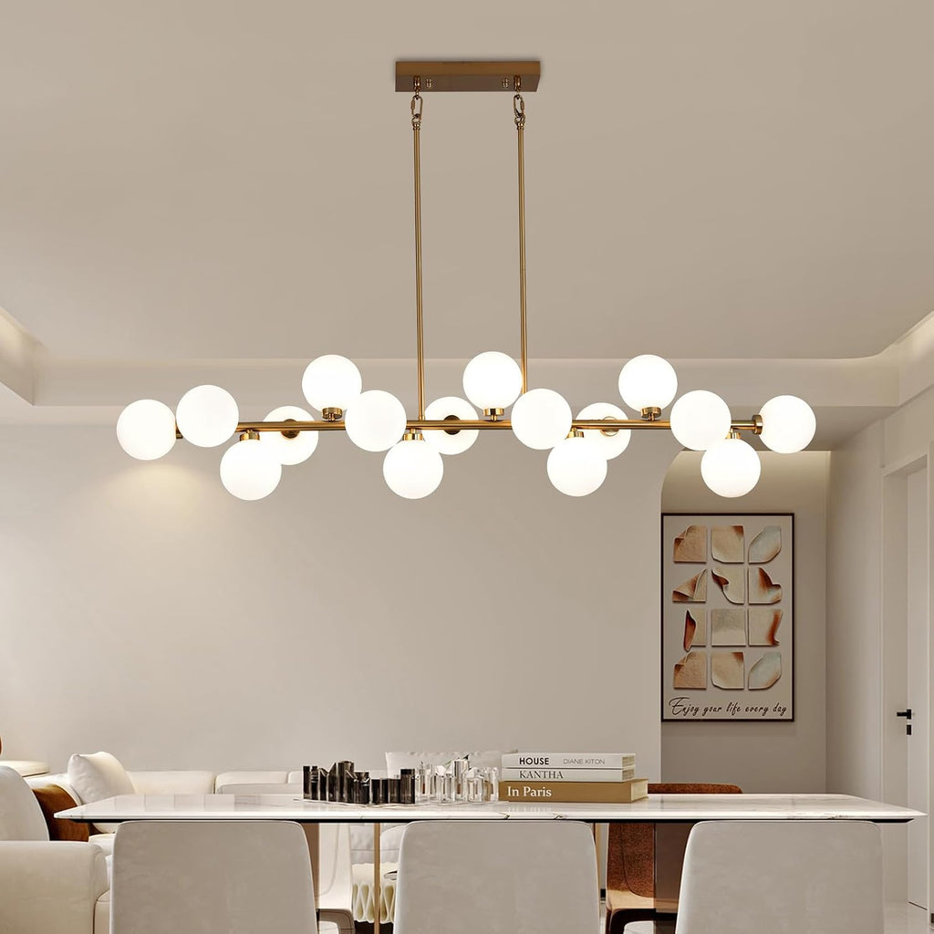 Gold Bubble‑Glass Linear Chandelier