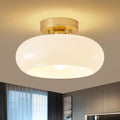 Gold Glass Mid‑Century Semi Flush Light
