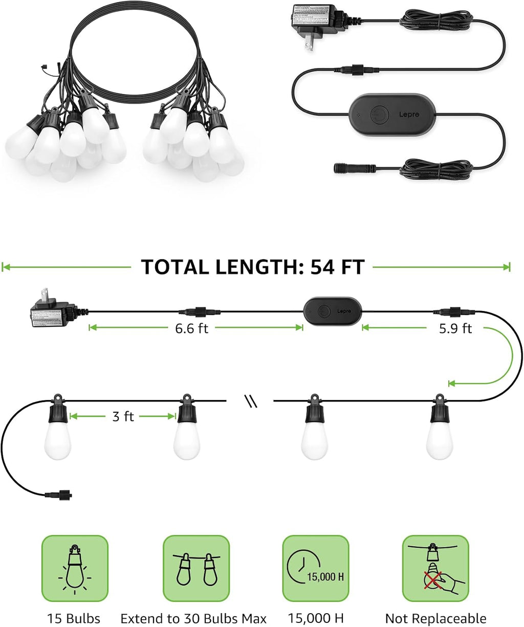 Smart RGB Outdoor String Lights APP Controlled