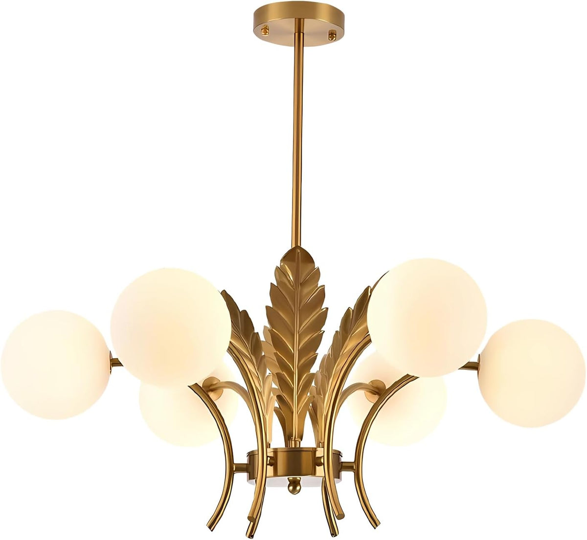 Gold Milk‑Glass Globe Chandelier