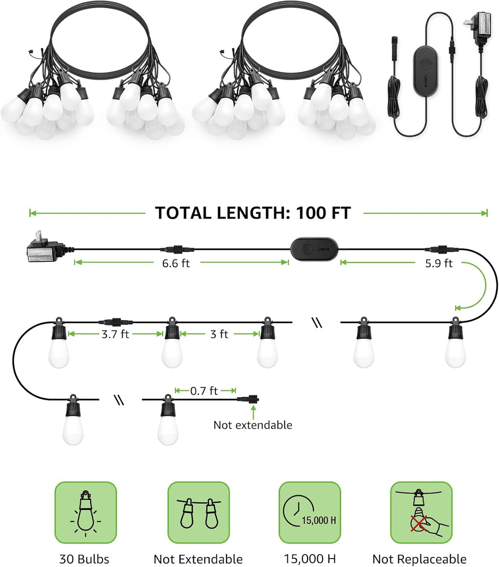 AI RGB‑IC Outdoor String Lights App‑Controlled