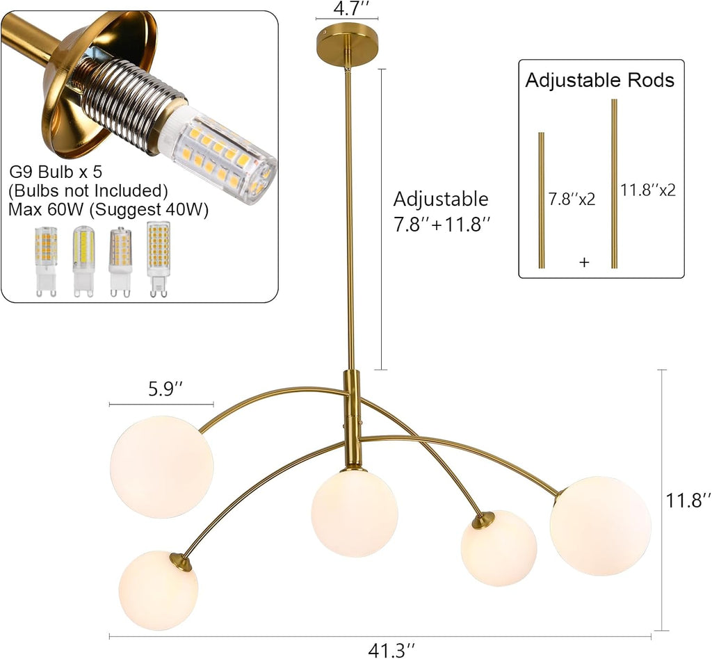 Gold Globe Sputnik Chandelier
