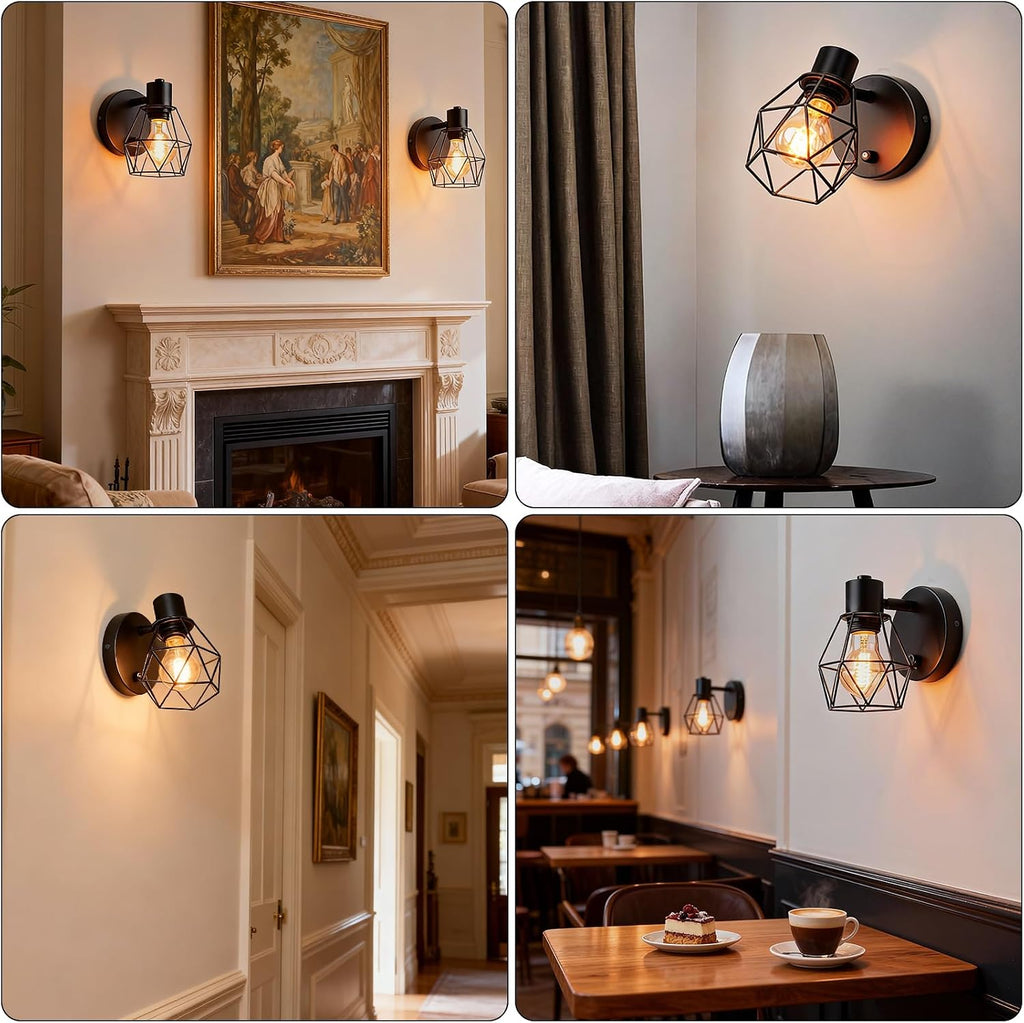 Black Cage Adjustable Wall Sconce