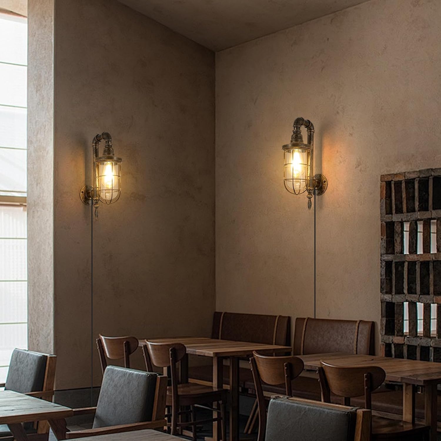 Rustic Plug‑in Industrial Wall Sconces
