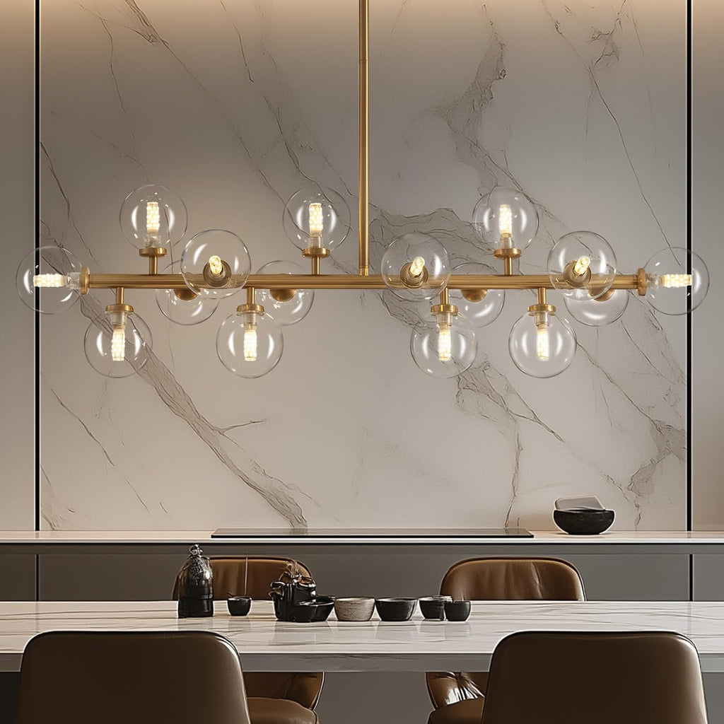 Gold Bubble‑Globe Linear Sputnik Chandelier
