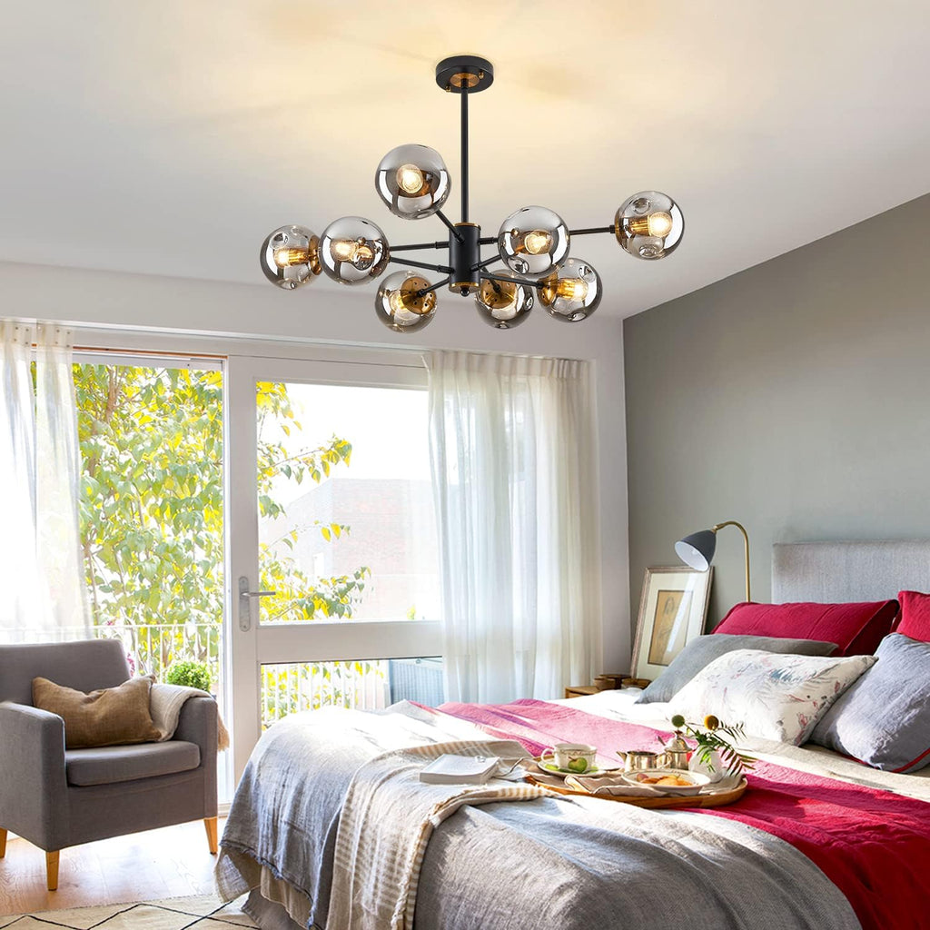 Black‑Gold Bubble‑Globe Sputnik Chandelier
