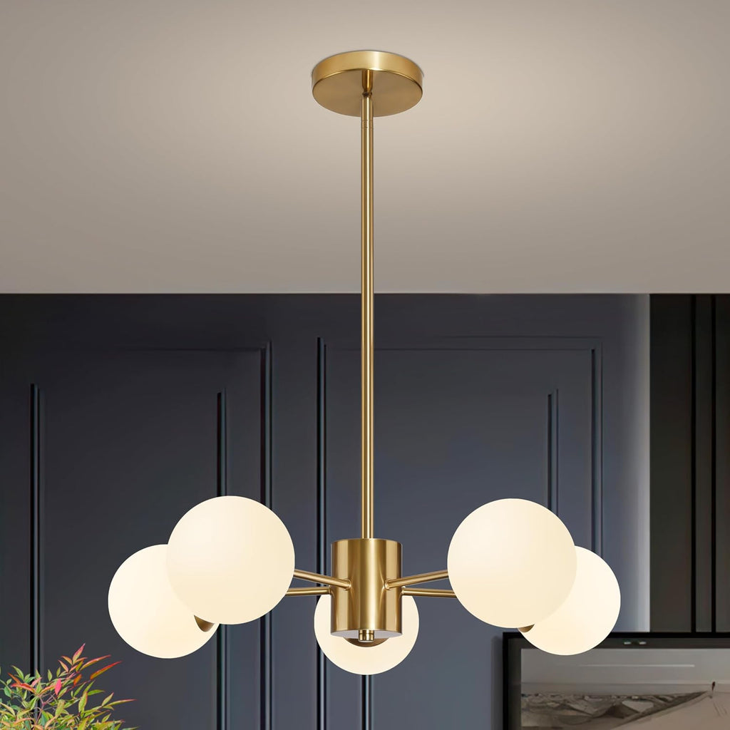 Gold Frosted‑Glass Sputnik Chandelier