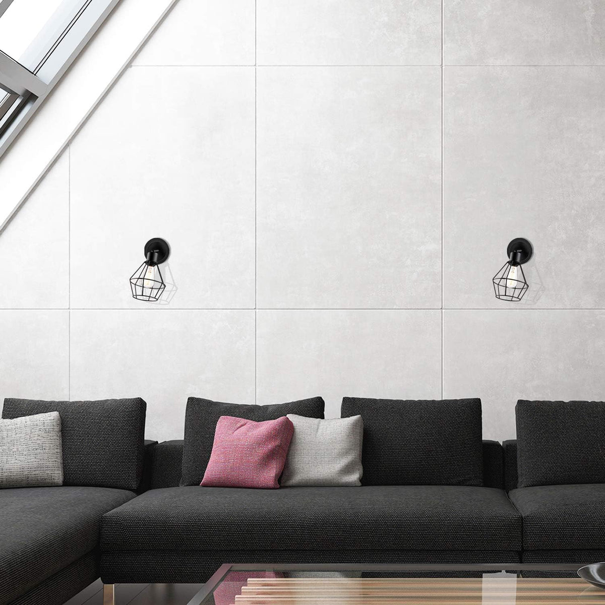Black Cage Plug‑in Wall Sconce