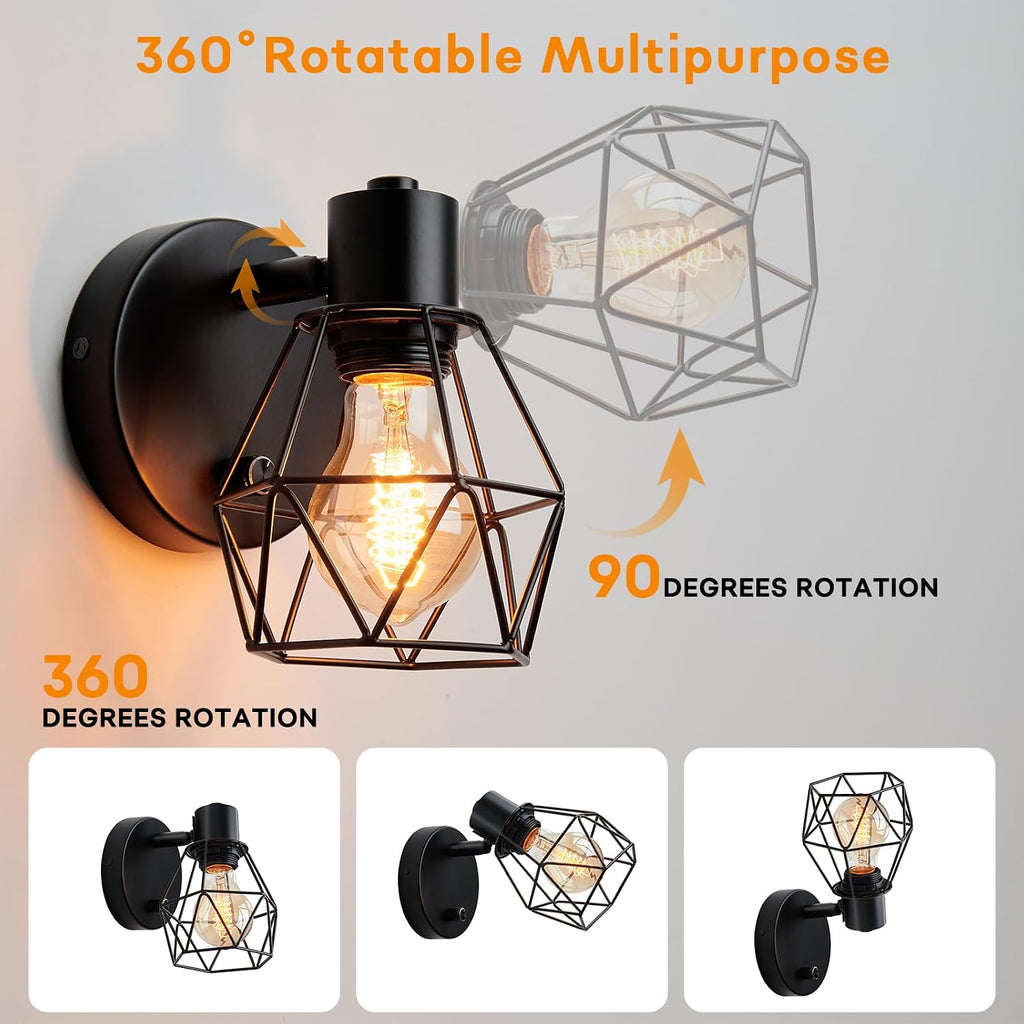 Black Cage Adjustable Wall Sconce