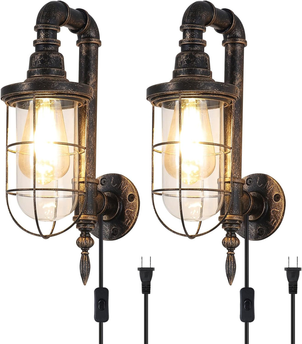 Rustic Plug‑in Industrial Wall Sconces