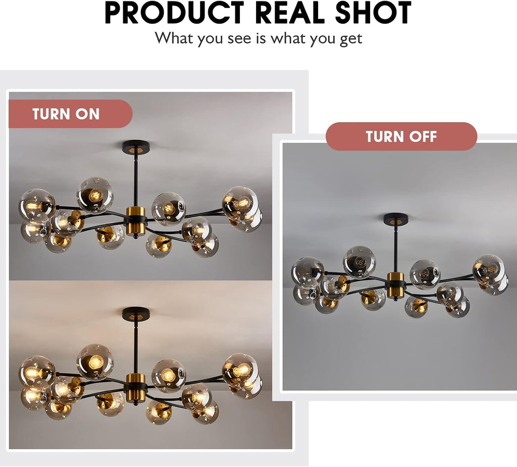 Black‑Gold Sputnik Globe Chandelier