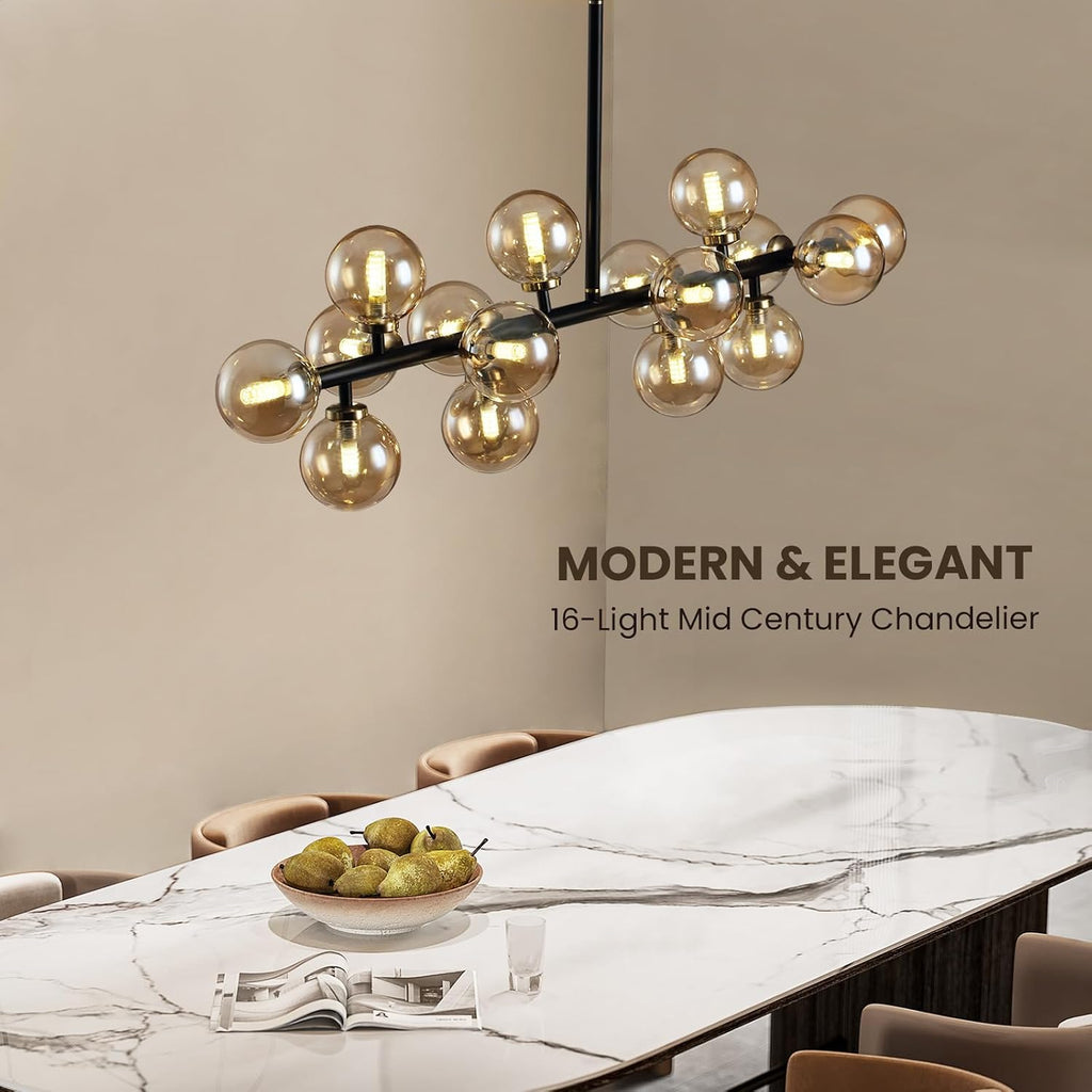 Amber‑Globe Linear Sputnik Chandelier
