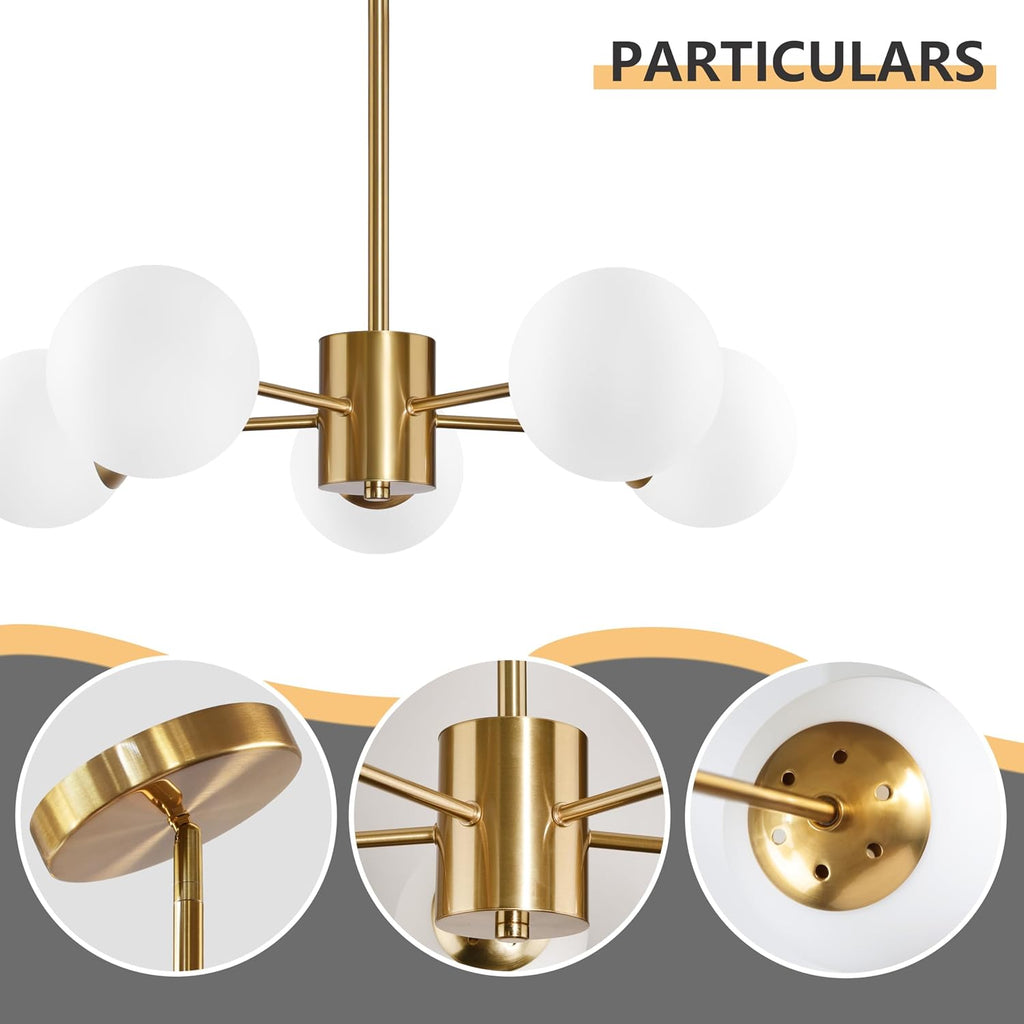 Gold Frosted‑Glass Sputnik Chandelier