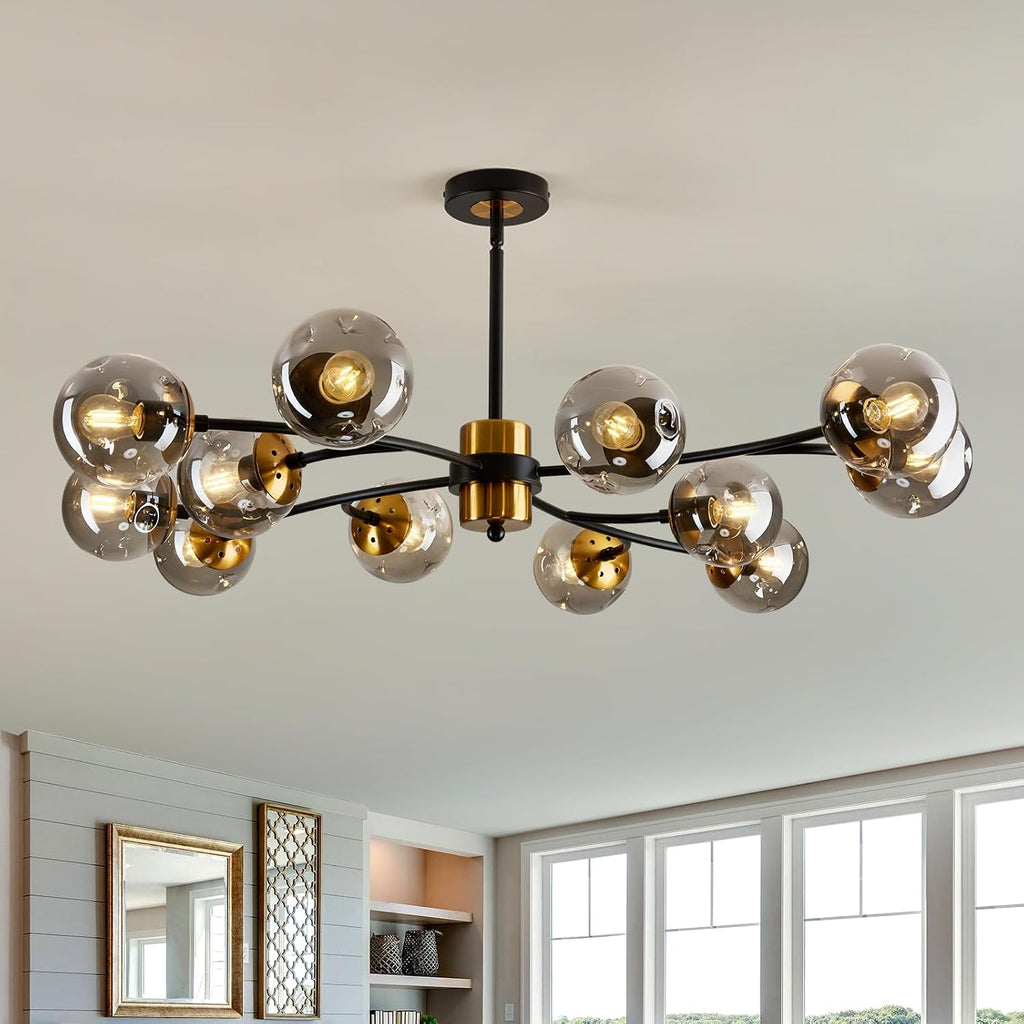 Black‑Gold Sputnik Globe Chandelier