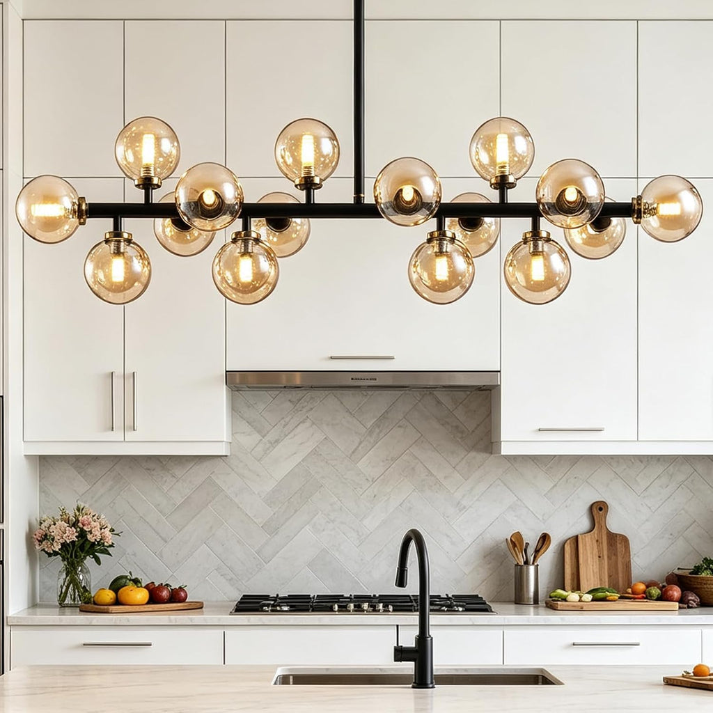 Amber‑Globe Linear Sputnik Chandelier