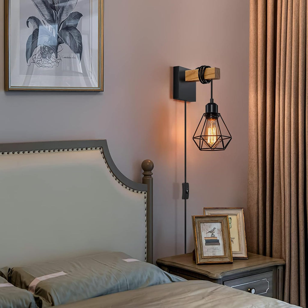 Farmhouse Plug‑in Wall Sconces Set of 2