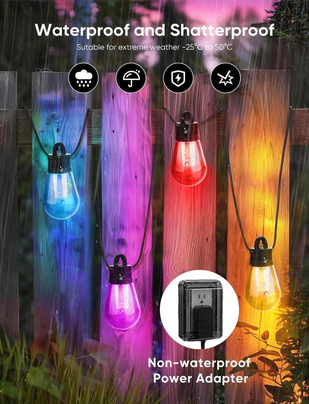 Smart RGBW Outdoor Patio String Lights