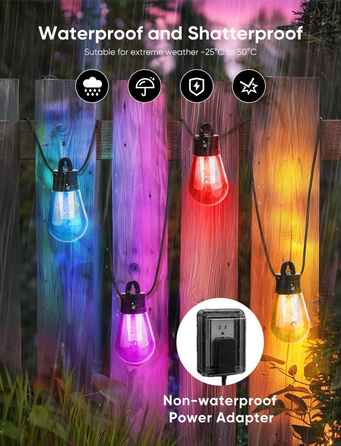 Smart RGBW Outdoor Patio String Lights