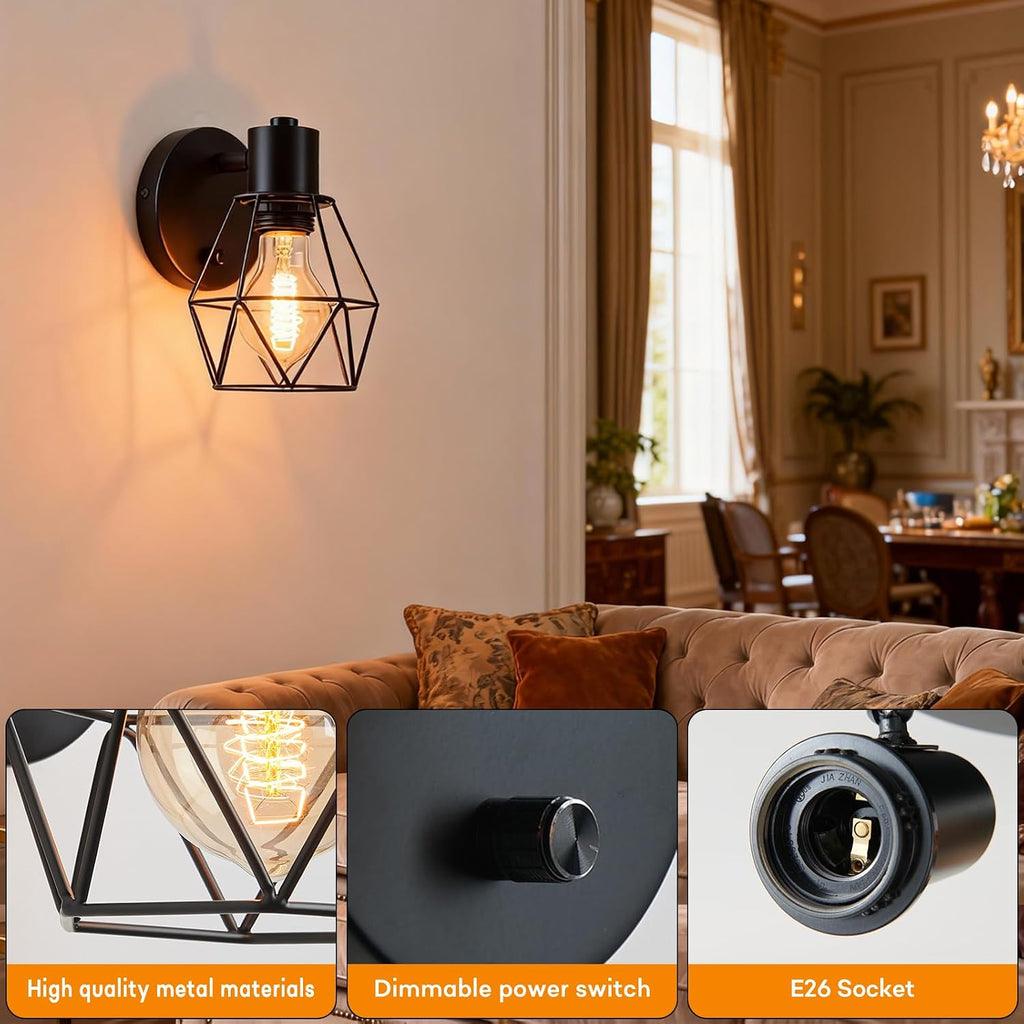 Black Cage Adjustable Wall Sconce