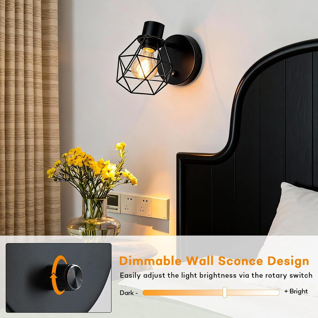 Black Cage Adjustable Wall Sconce