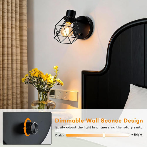 Black Cage Adjustable Wall Sconce