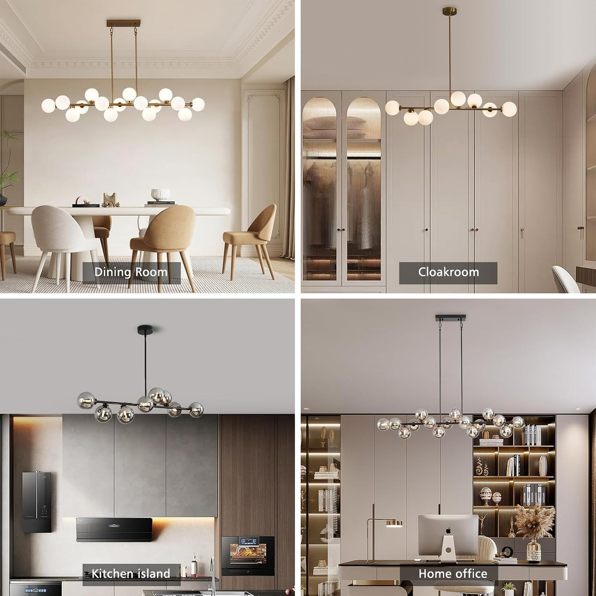 Gold Bubble‑Glass Linear Chandelier