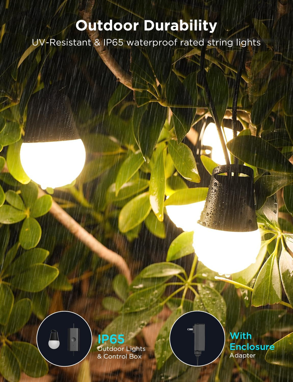 Smart RGBIC Patio String Lights App‑Controlled
