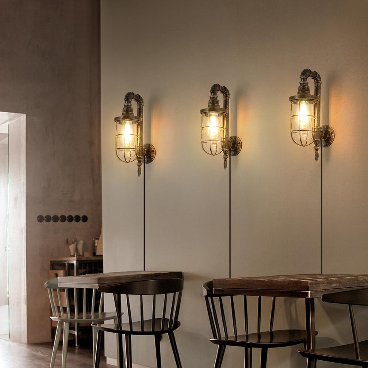 Rustic Plug‑in Industrial Wall Sconces