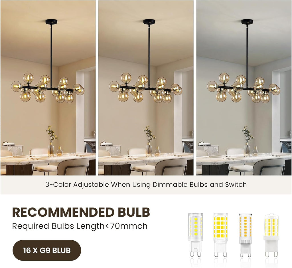 Amber‑Globe Linear Sputnik Chandelier