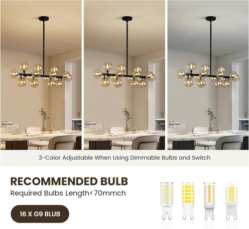 Amber‑Globe Linear Sputnik Chandelier