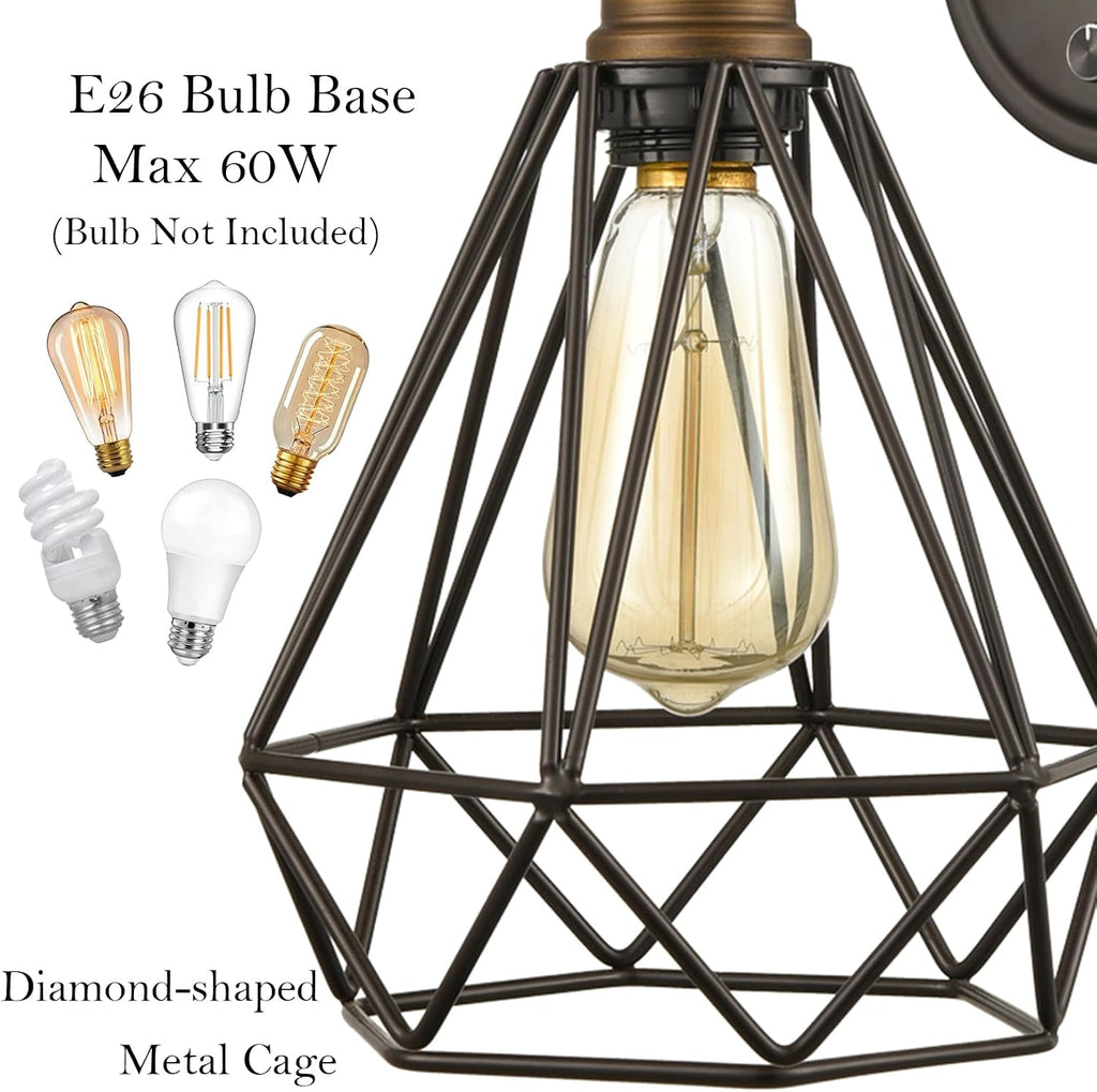 Bronze Caged Plug‑in Wall Sconces