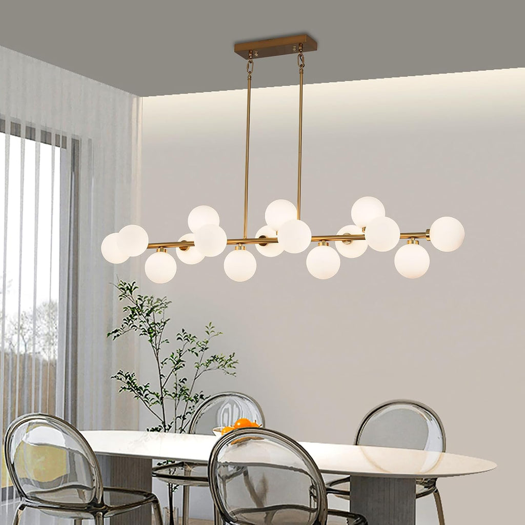 Gold Bubble‑Glass Linear Chandelier