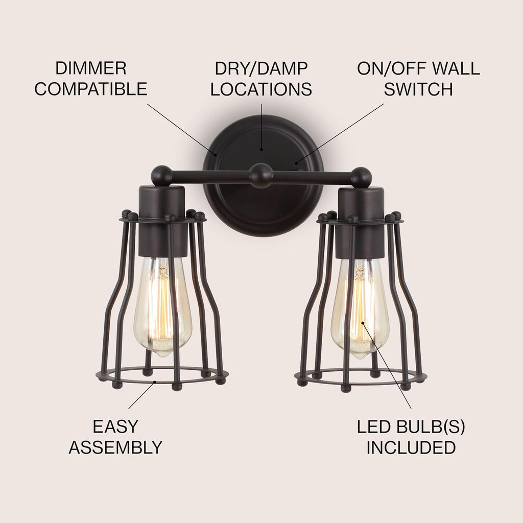 Bronze Cage Bathroom Vanity Sconce