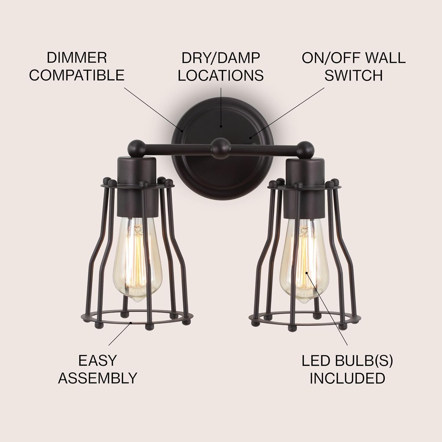 Bronze Cage Bathroom Vanity Sconce
