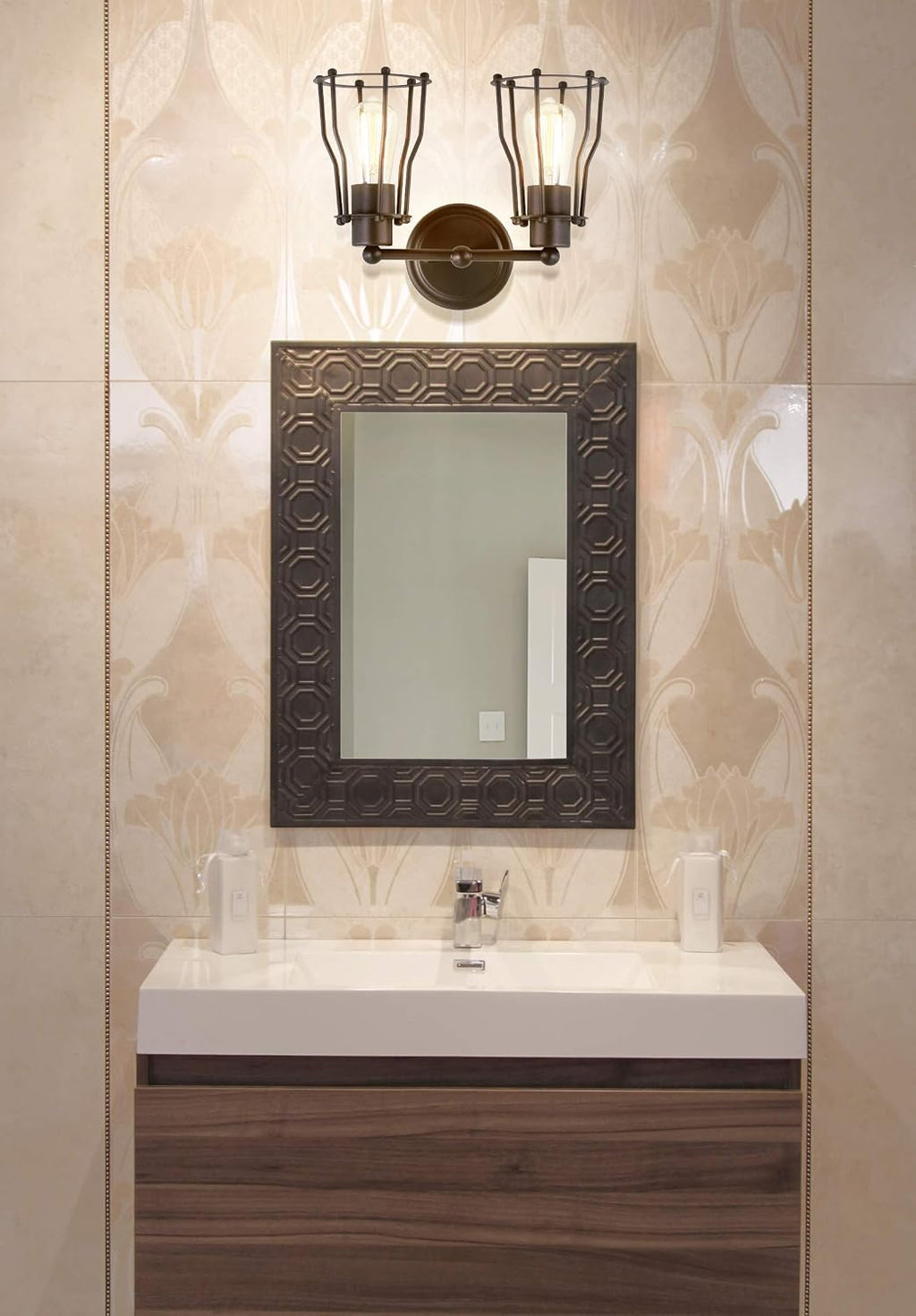 Bronze Cage Bathroom Vanity Sconce