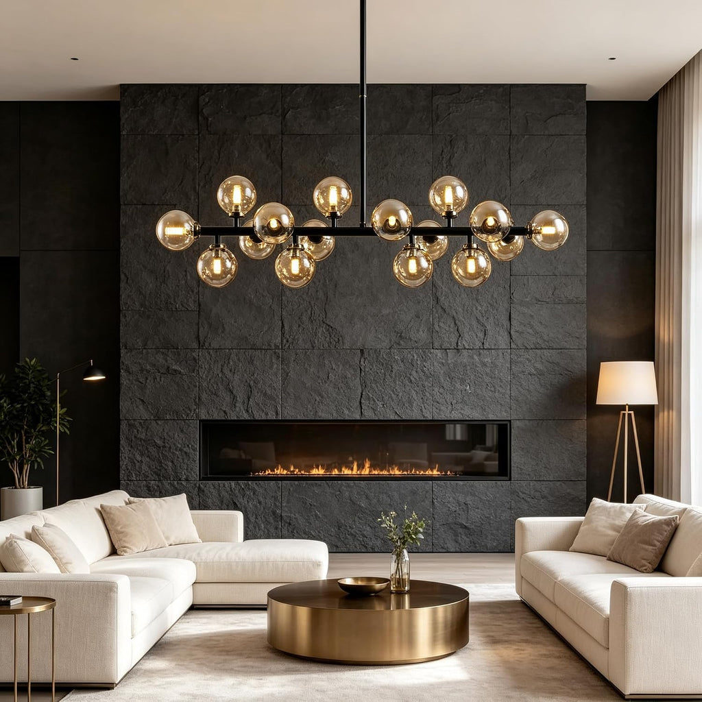 Amber‑Globe Linear Sputnik Chandelier