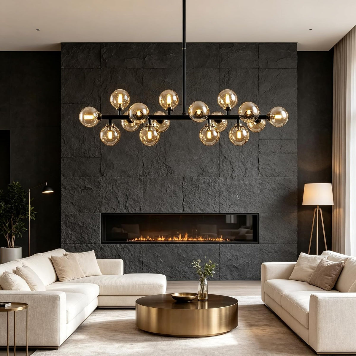 Amber‑Globe Linear Sputnik Chandelier