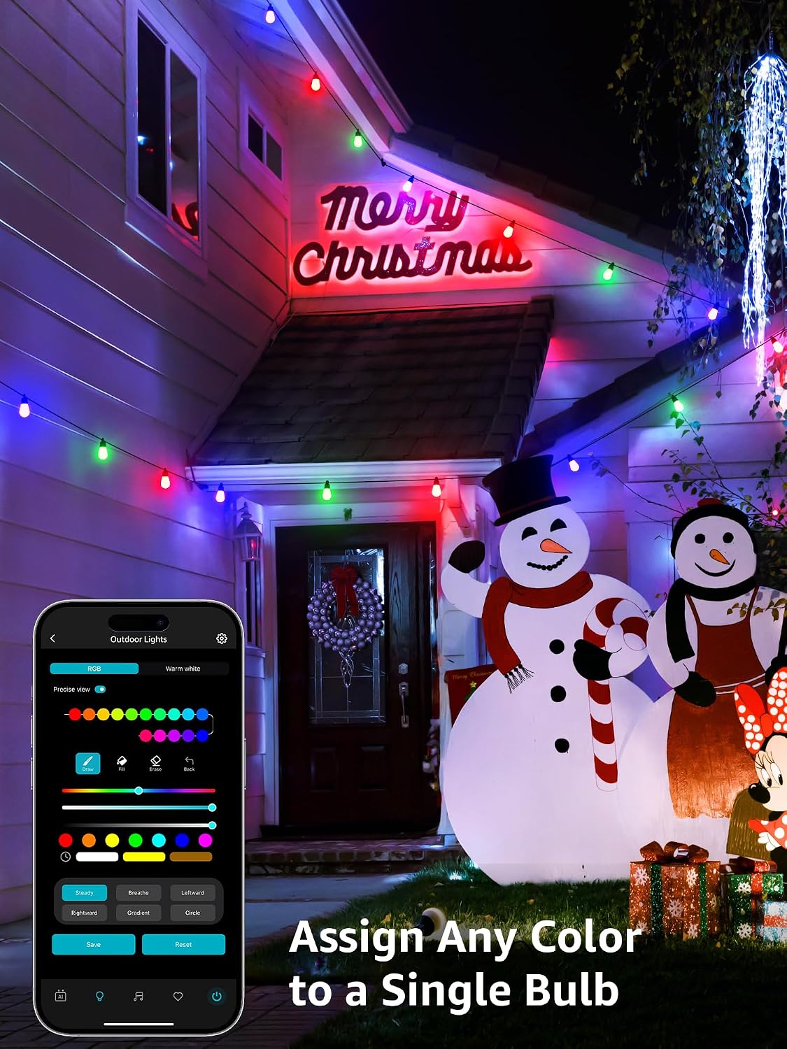 Smart RGB Outdoor String Lights APP Controlled