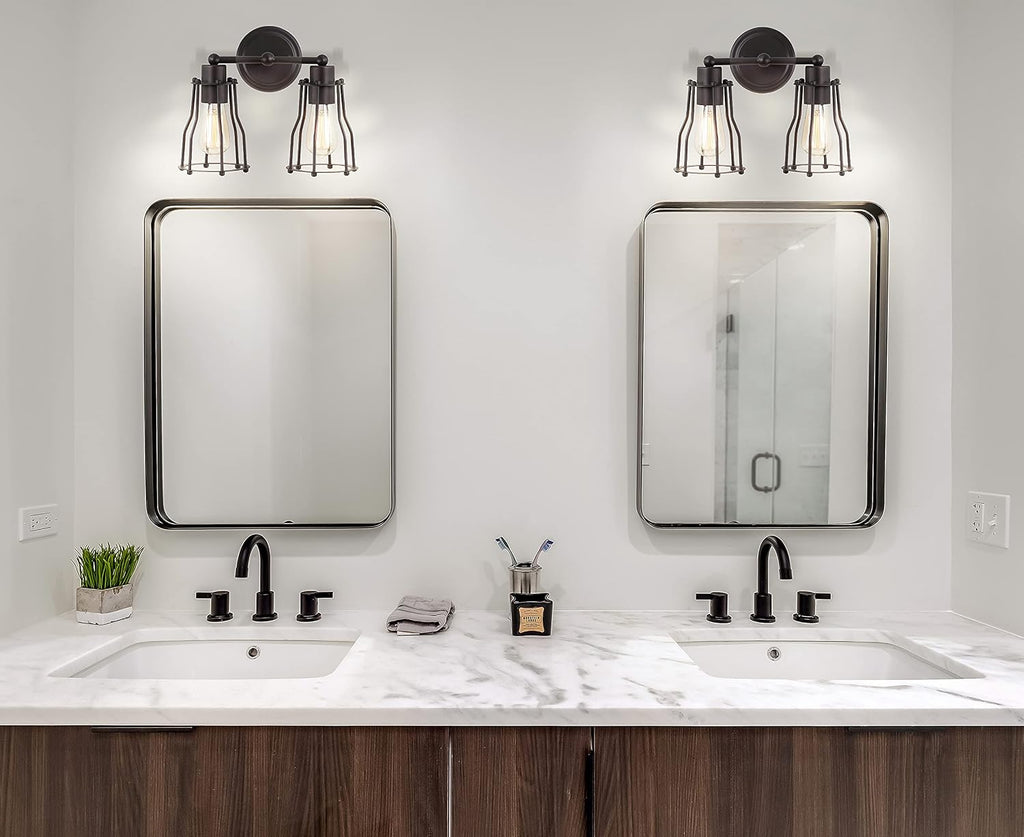 Bronze Cage Bathroom Vanity Sconce