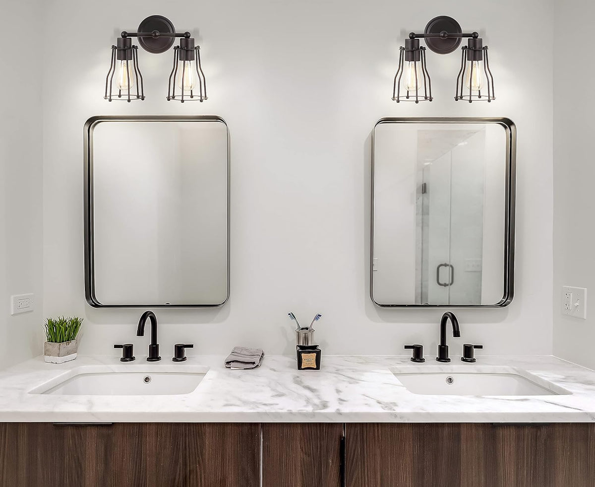 Bronze Cage Bathroom Vanity Sconce