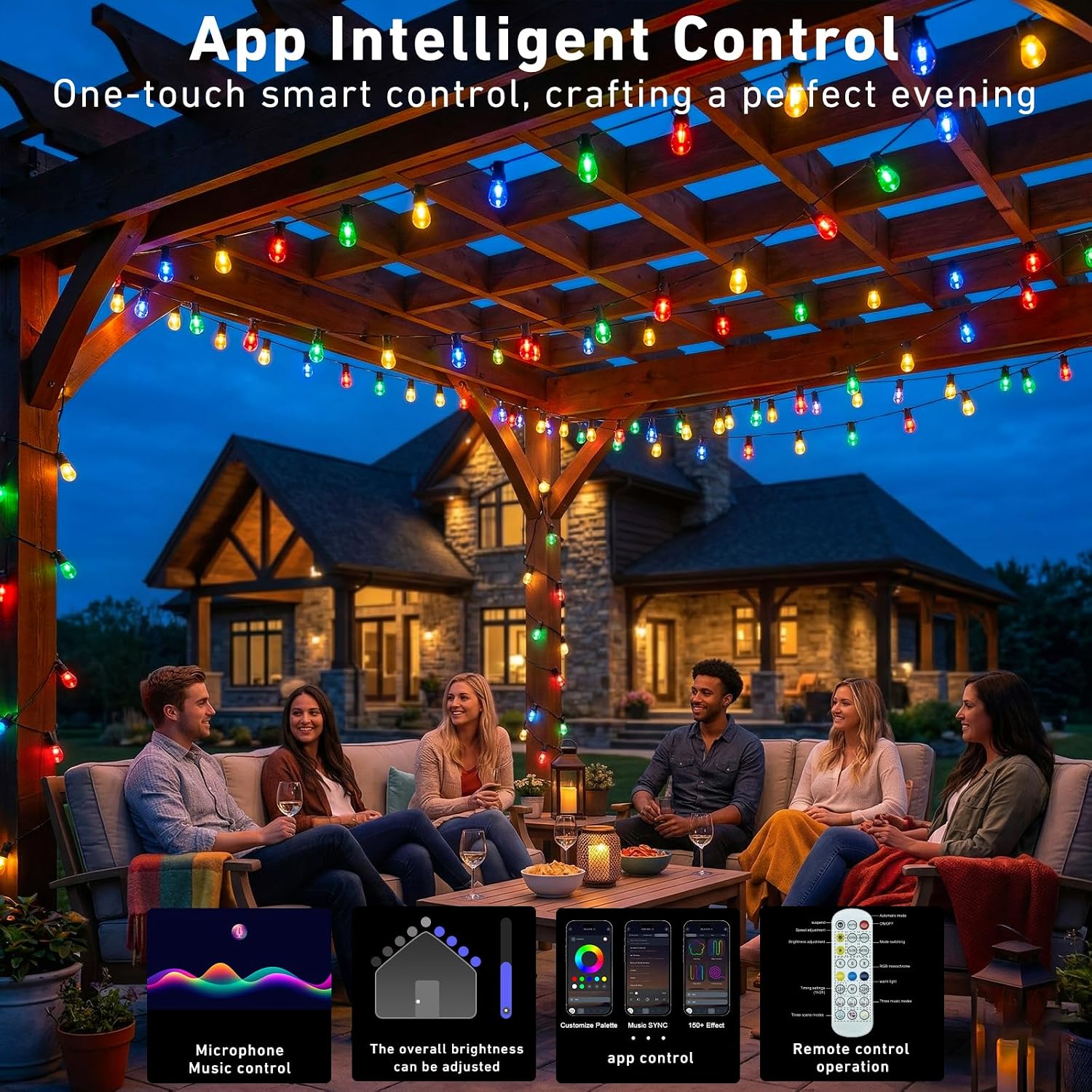RGB‑IC Smart Outdoor Decor String Lights