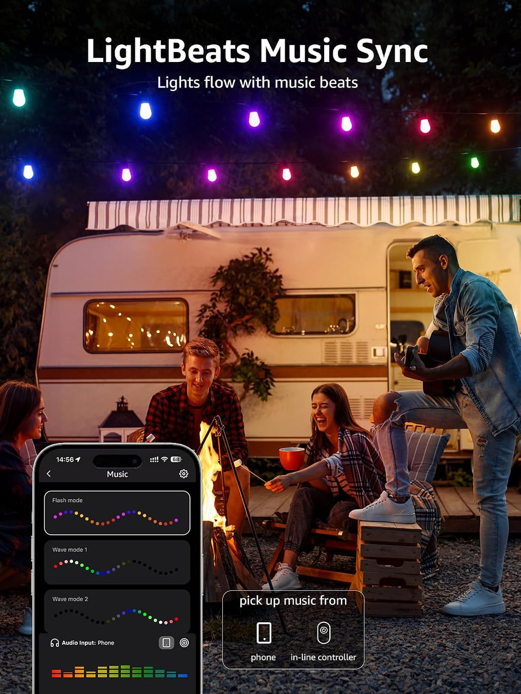 Smart RGB Outdoor String Lights APP Controlled